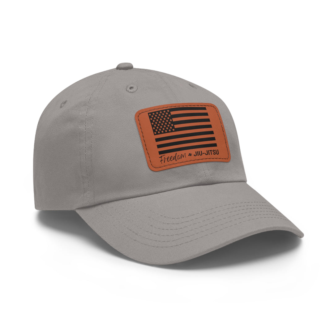 Freedom and Jiu-Jitsu Hat with Leather Patch (Rectangle). Fourth of July, Independence Day