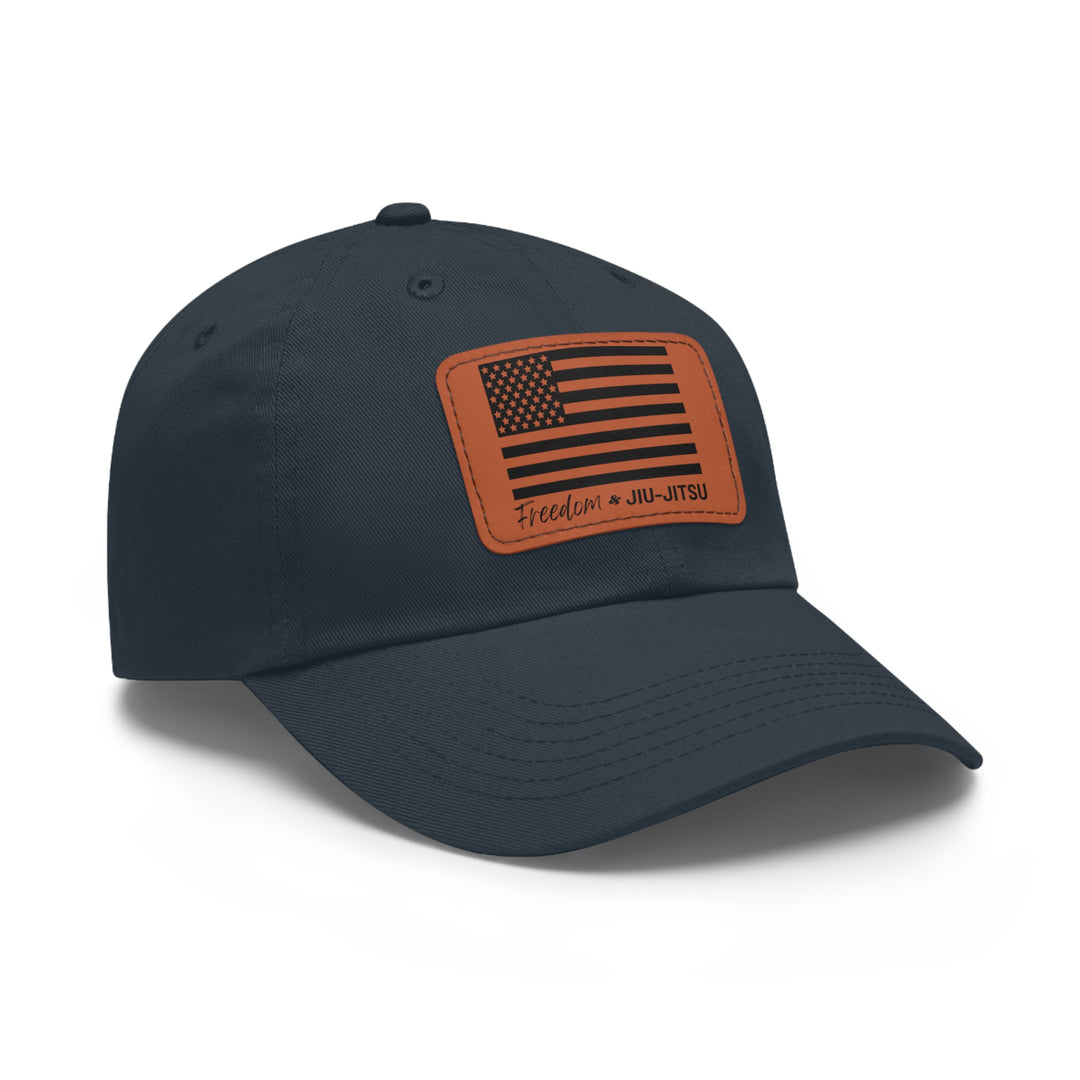 Freedom and Jiu-Jitsu Hat with Leather Patch (Rectangle). Fourth of July, Independence Day