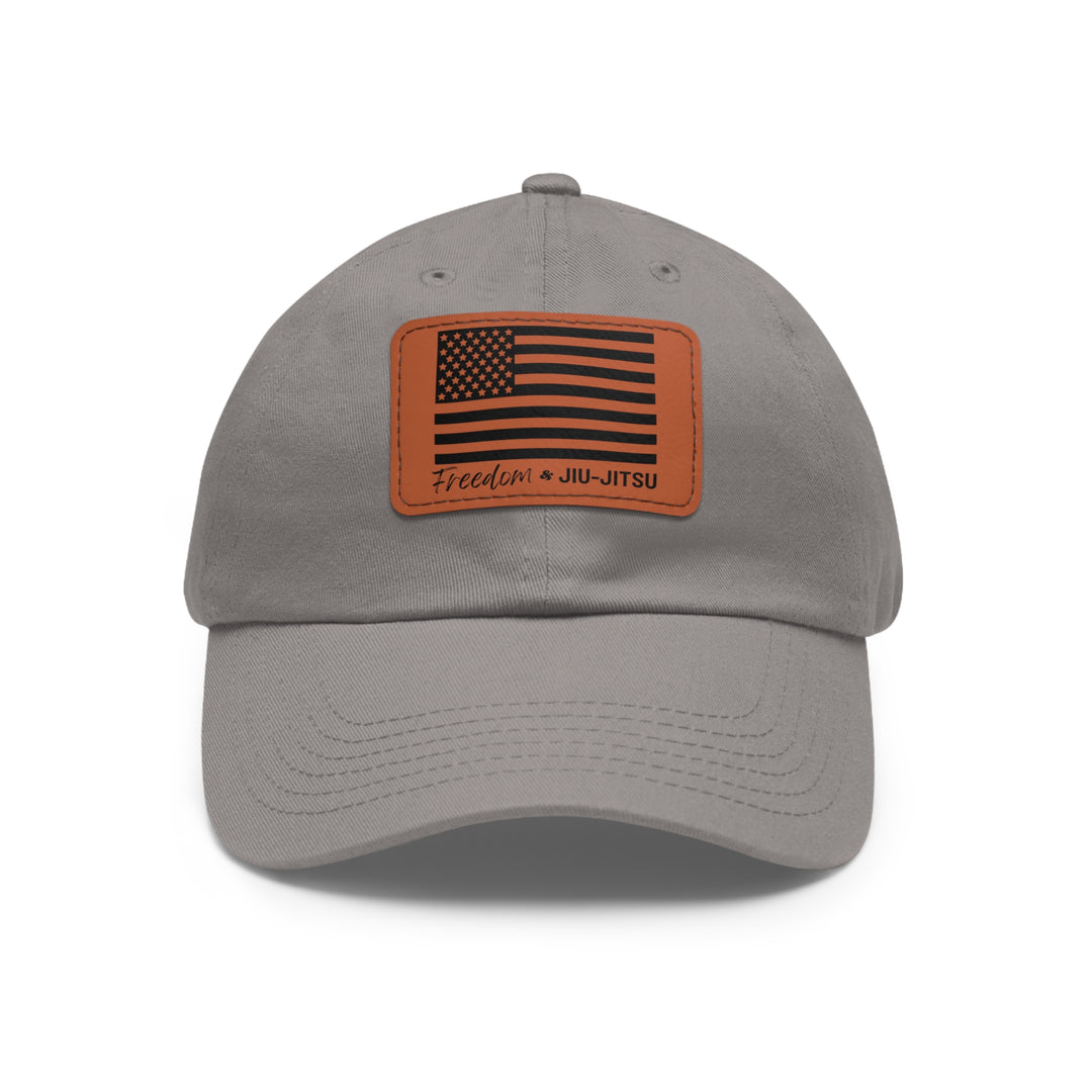 Freedom and Jiu-Jitsu Hat with Leather Patch (Rectangle). Fourth of July, Independence Day