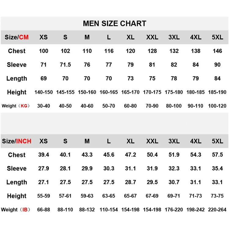 Fishing Hoodie Size Chart