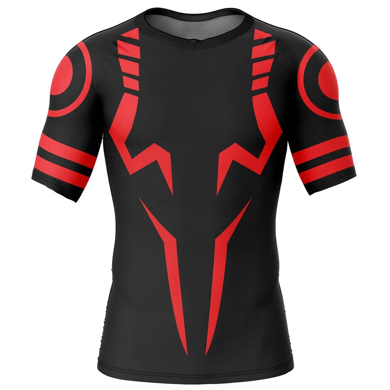 Jujutsu Kaizen inspired BJJ MMA Rashguard - Black Short Sleeve