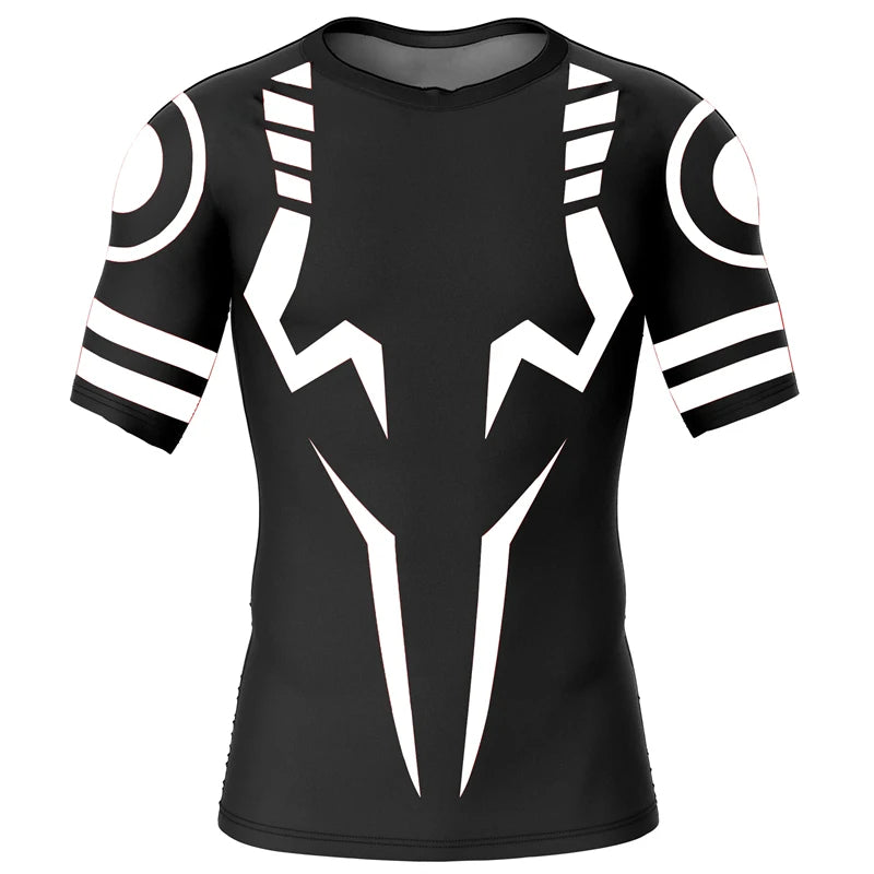 Jujutsu Kaizen inspired BJJ MMA Rashguard - White Short Sleeve