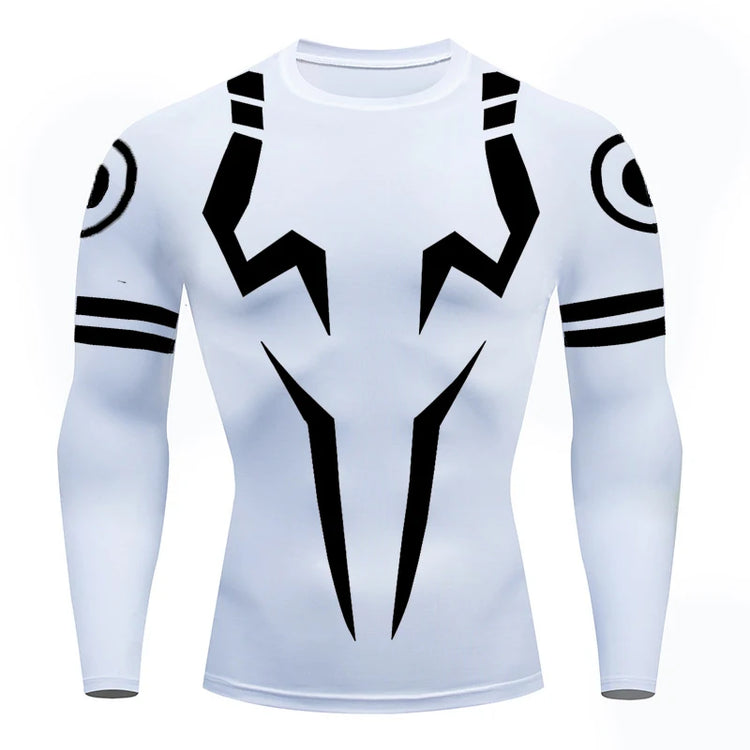 Jujutsu Kaizen inspired BJJ MMA Rashguard - White Long Sleeve