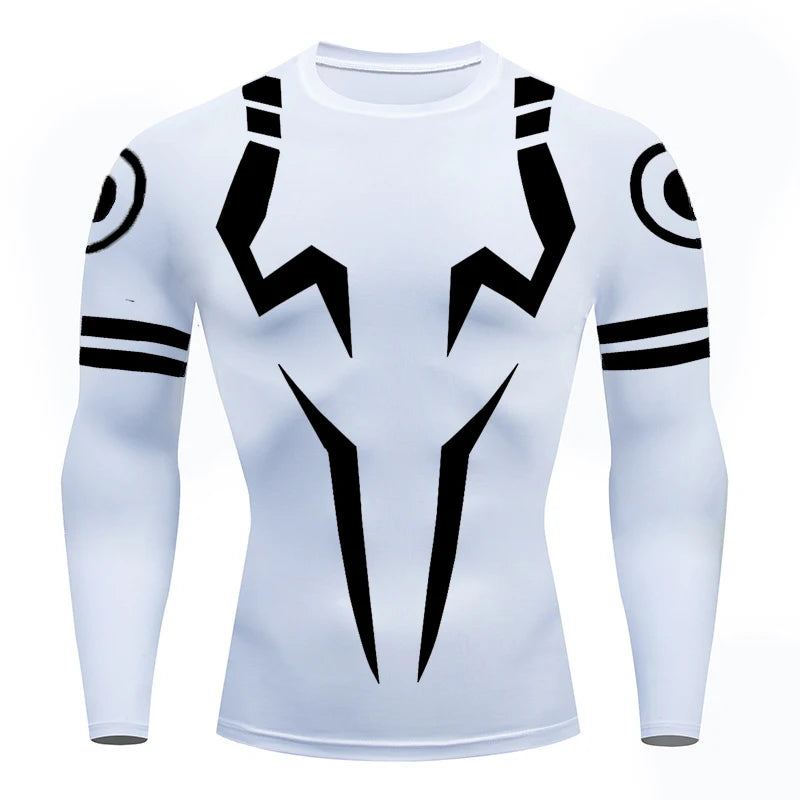 Jujutsu Kaizen inspired BJJ MMA Rashguard - White Long Sleeve