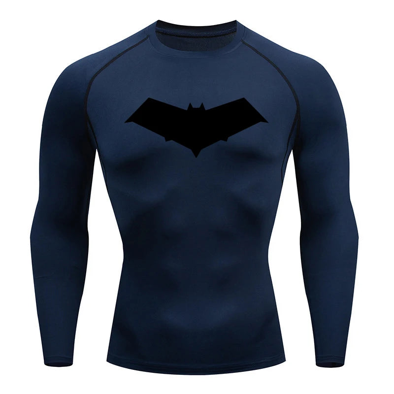 Dark Blue Knight Rashguard Compression BJJ Judo MMA  Quick Dry Fitness Long sleeve