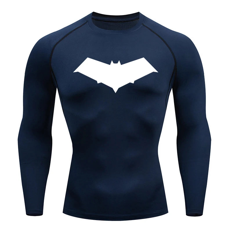 Dark Blue Knight Rashguard Compression BJJ Judo MMA  Quick Dry Fitness Long sleeve