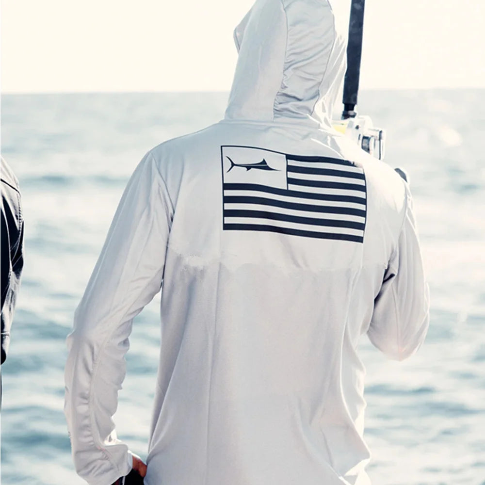 US Flag Fishing hoodie White