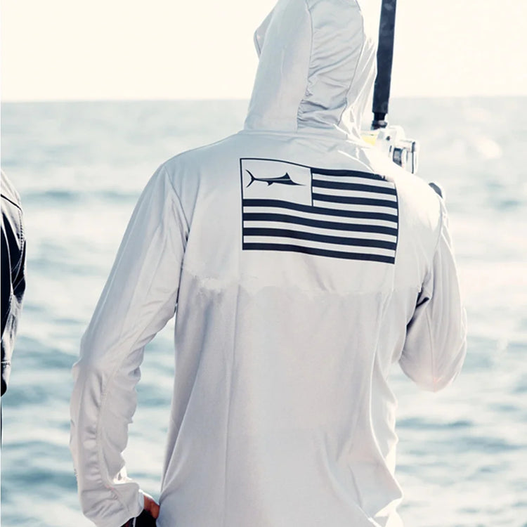 US Flag Fishing hoodie White
