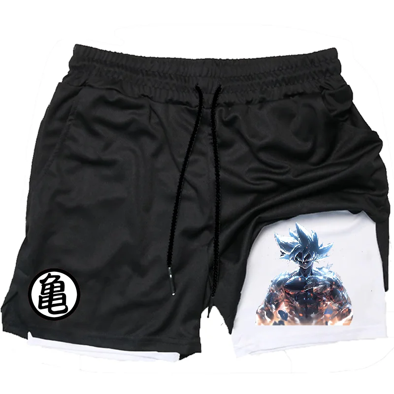 Workout shorts anime grey black