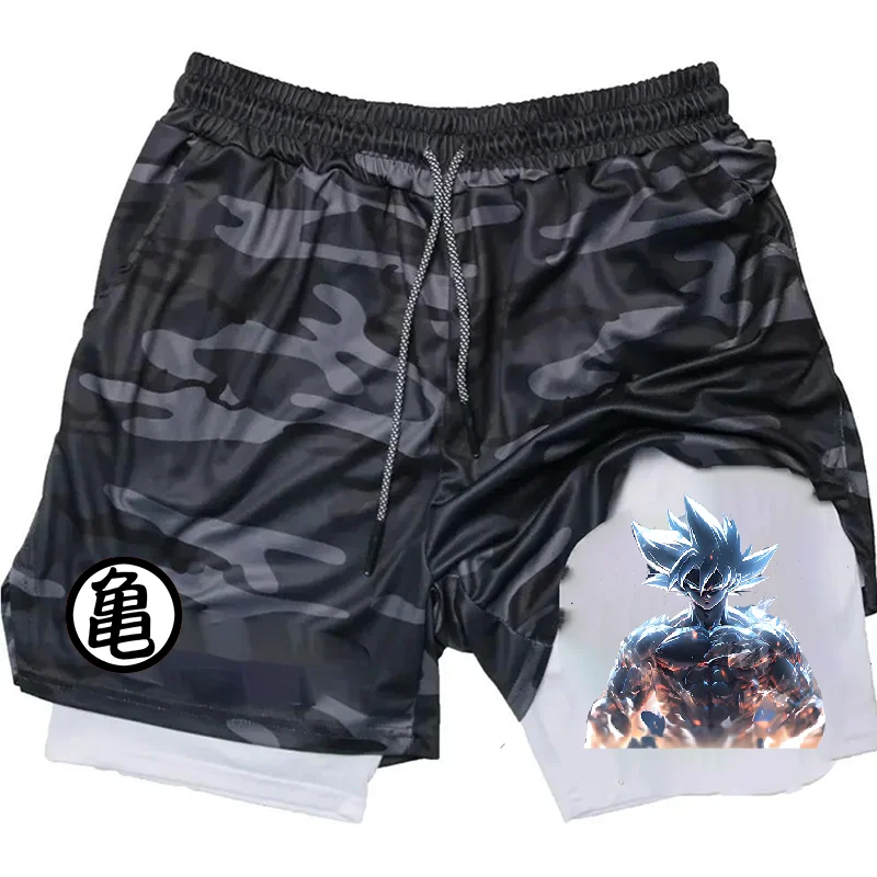 Workout shorts anime grey camo