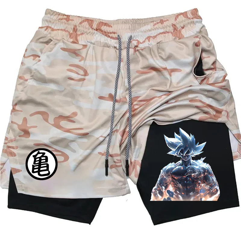 Workout shorts anime sand camo